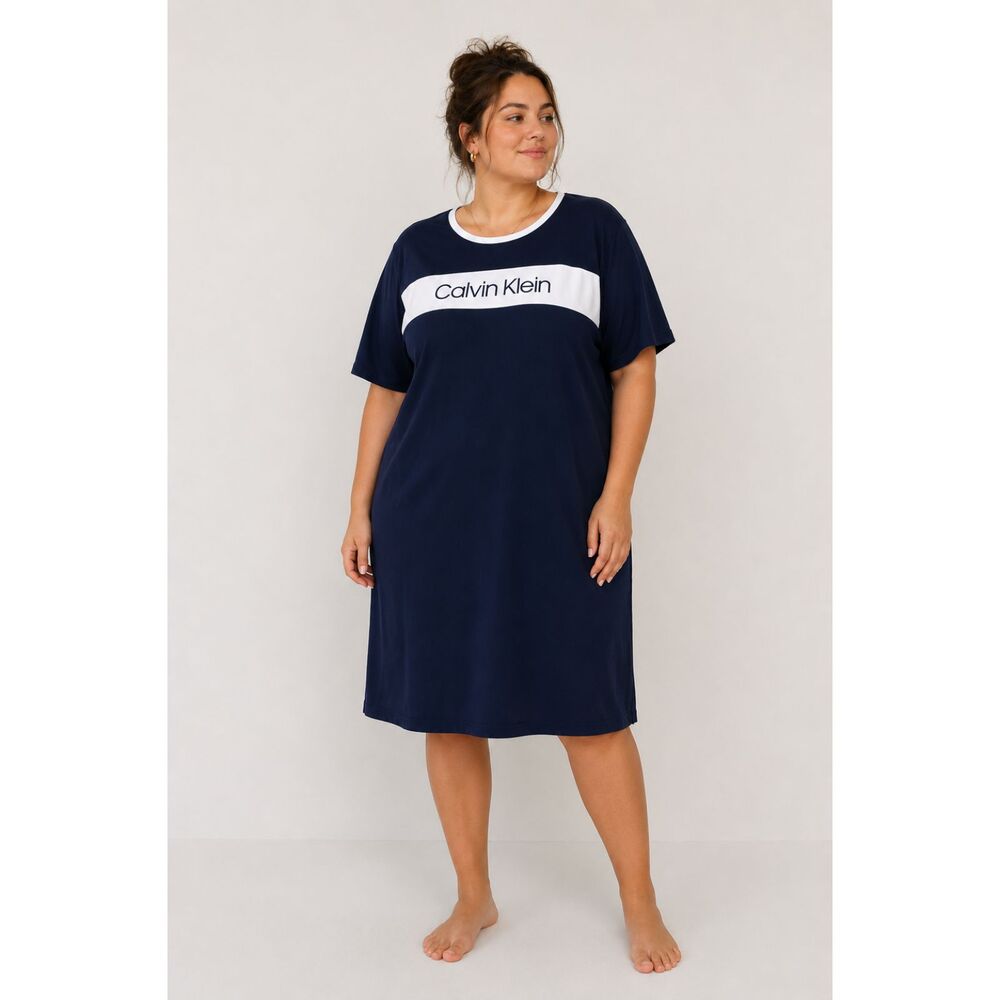 2X Navy Blue/White T-shirt/Dress Calvin Klein NWOT